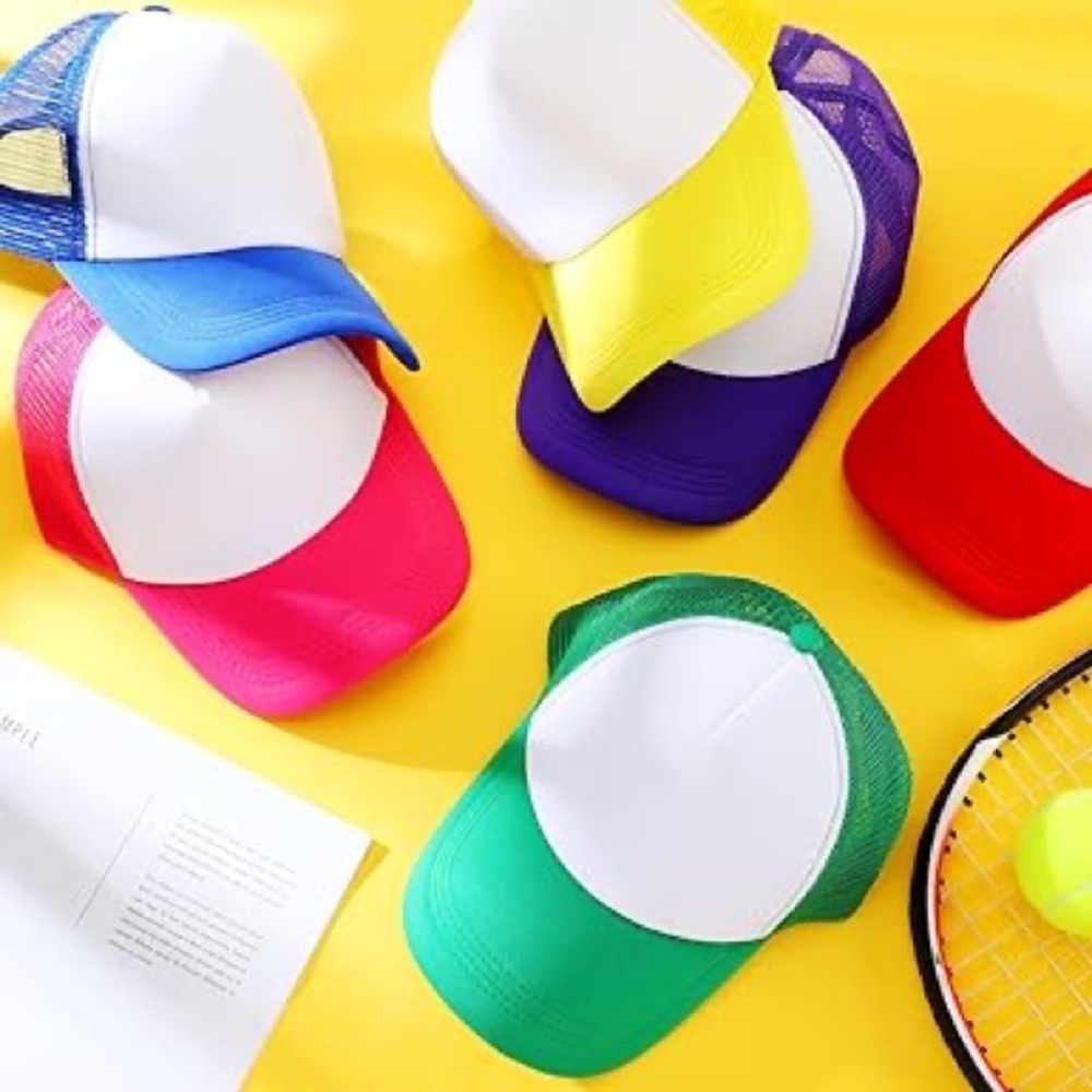 10 COLORFUL ADJUSTABLE HATS with WHITE Blank front Baseball Cap Adjustable Mesh
